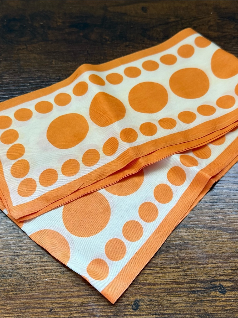 Vintage Orange Polka Dot Scarf